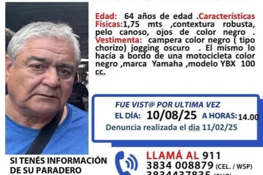 Tratan de dar con el paradero de un sexagenario