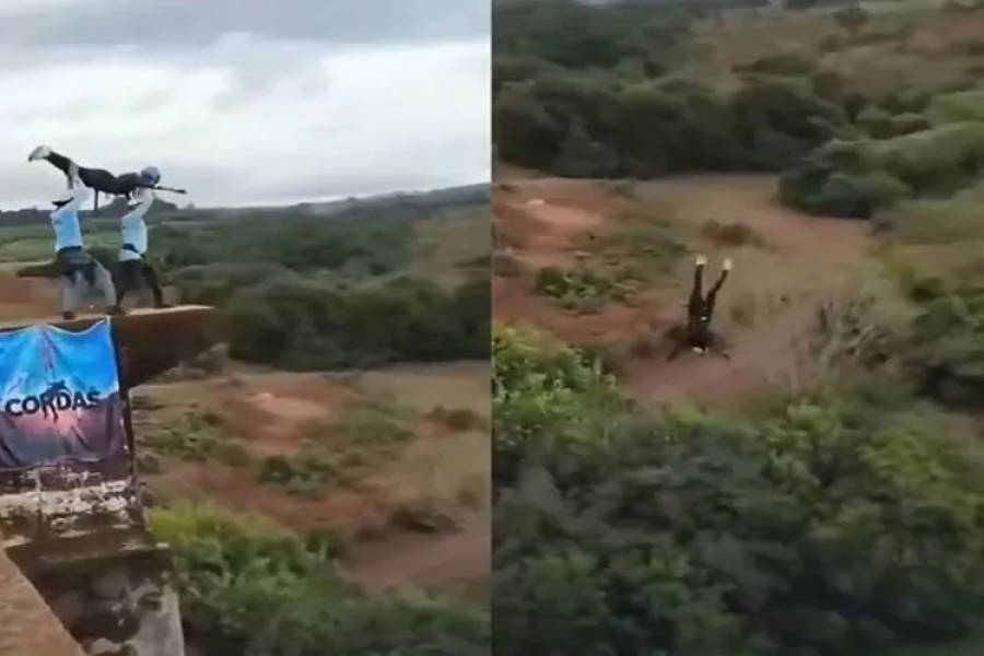 Contenido sensible: Una joven cae a un precipicio sin arnés en Brasil